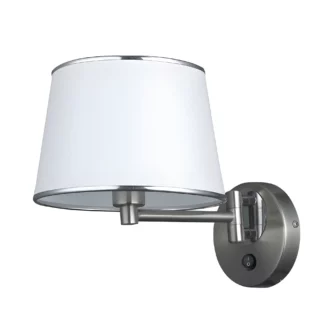 Srebrny kinkiet Ibis z białym abażurem