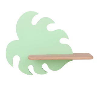 Zielony kinkiet Monstera z praktyczną półką