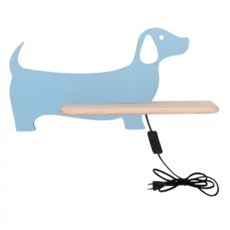 Niebieski kinkiet w kształcie pieska z półką