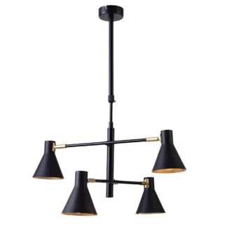 Czarna wisząca lampa Less z regulowanymi kloszami