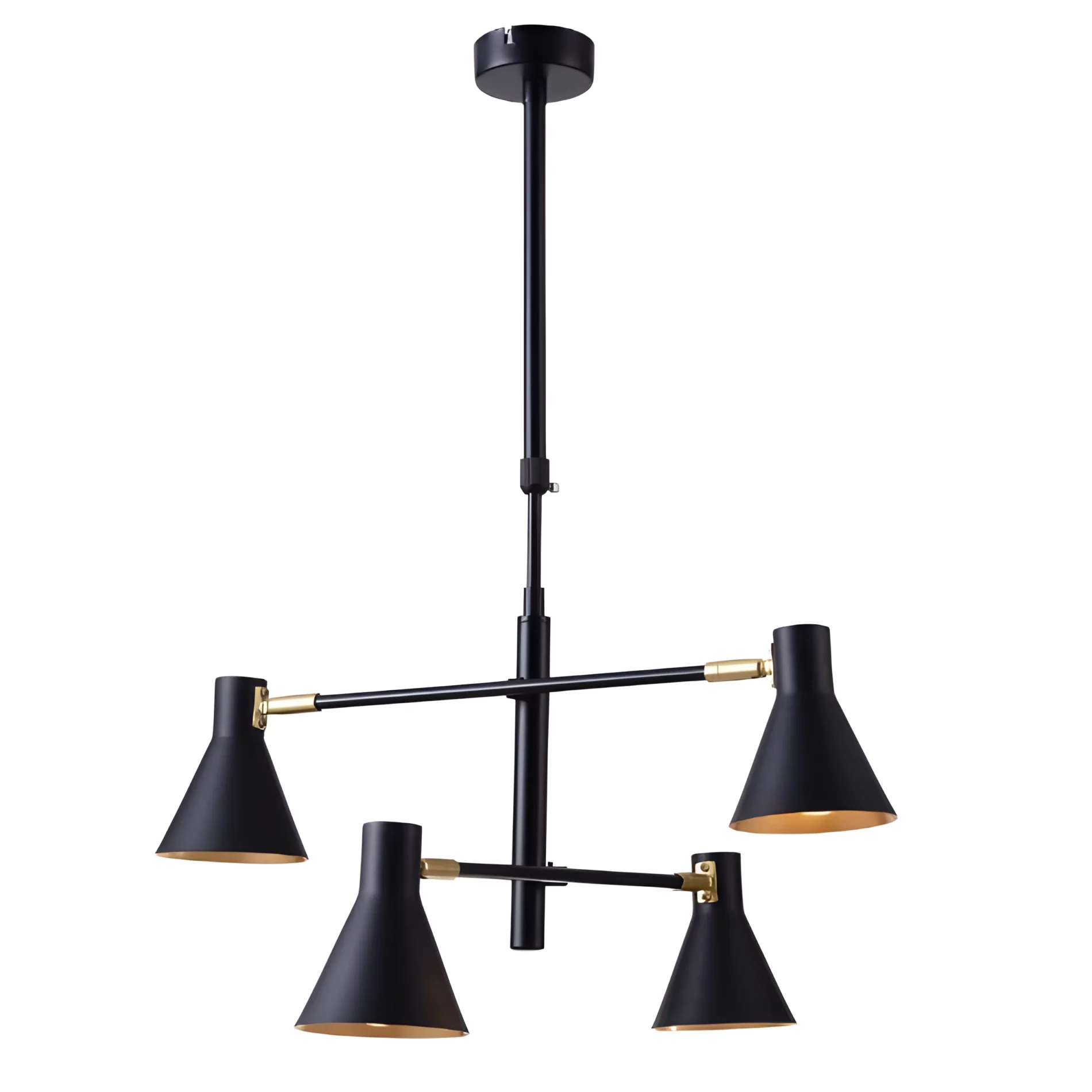 Czarna wisząca lampa Less z regulowanymi kloszami