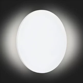 Biały kinkiet Oregon M o okrągłym kształcie z wbudowanym oświetleniem LED