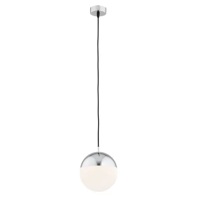 Srebrna lampa wisząca Livia M z mlecznym kloszem