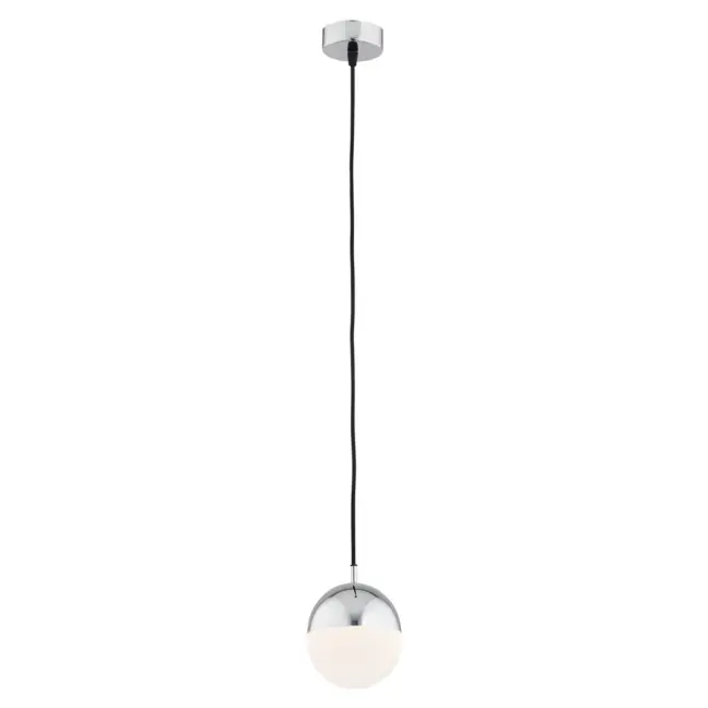 Srebrna lampa wisząca Livia S z mlecznym kloszem