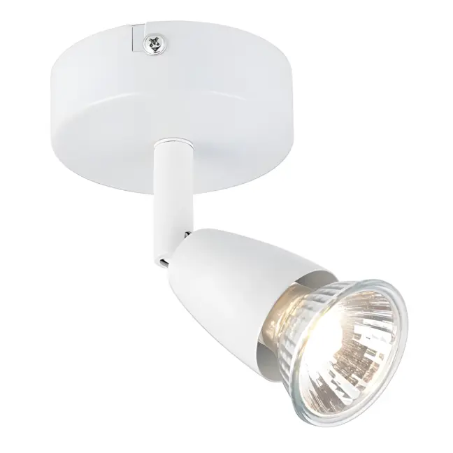 Biała metalowa lampa sufitowa Amalfi z pojedynczym reflektorem