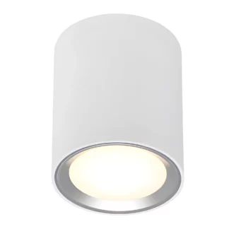 Biała sufitowa tuba Fallon Long z wbudowanym oświetleniem LED