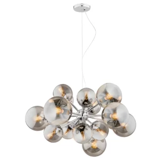 Satelite – wisząca lampa w srebrnym kolorze z szklanymi kloszami