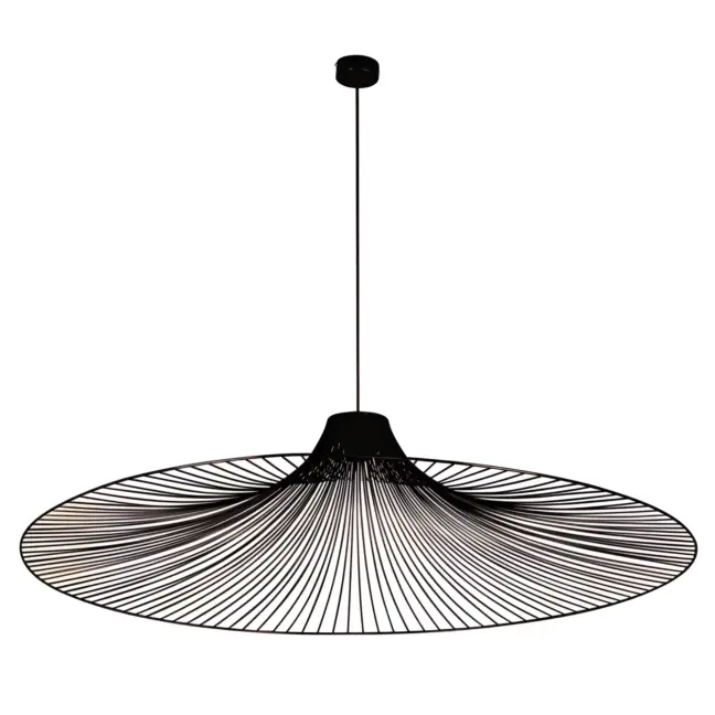 Duża, czarna lampa wisząca Dot z drucianym kloszem