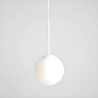 Wisząca lampa Bosso S w białym kolorze z mlecznym kloszem
