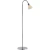 Srebrna lampa podłogowa Ray od Nordlux z eleganckim szklanym kloszem