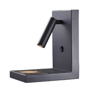 Czarny kinkiet Zanzibar z wbudowaną ładowarką indukcyjną