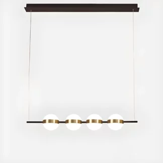 Podłużna wisząca lampa Cuba z czterema mlecznymi kloszami LED