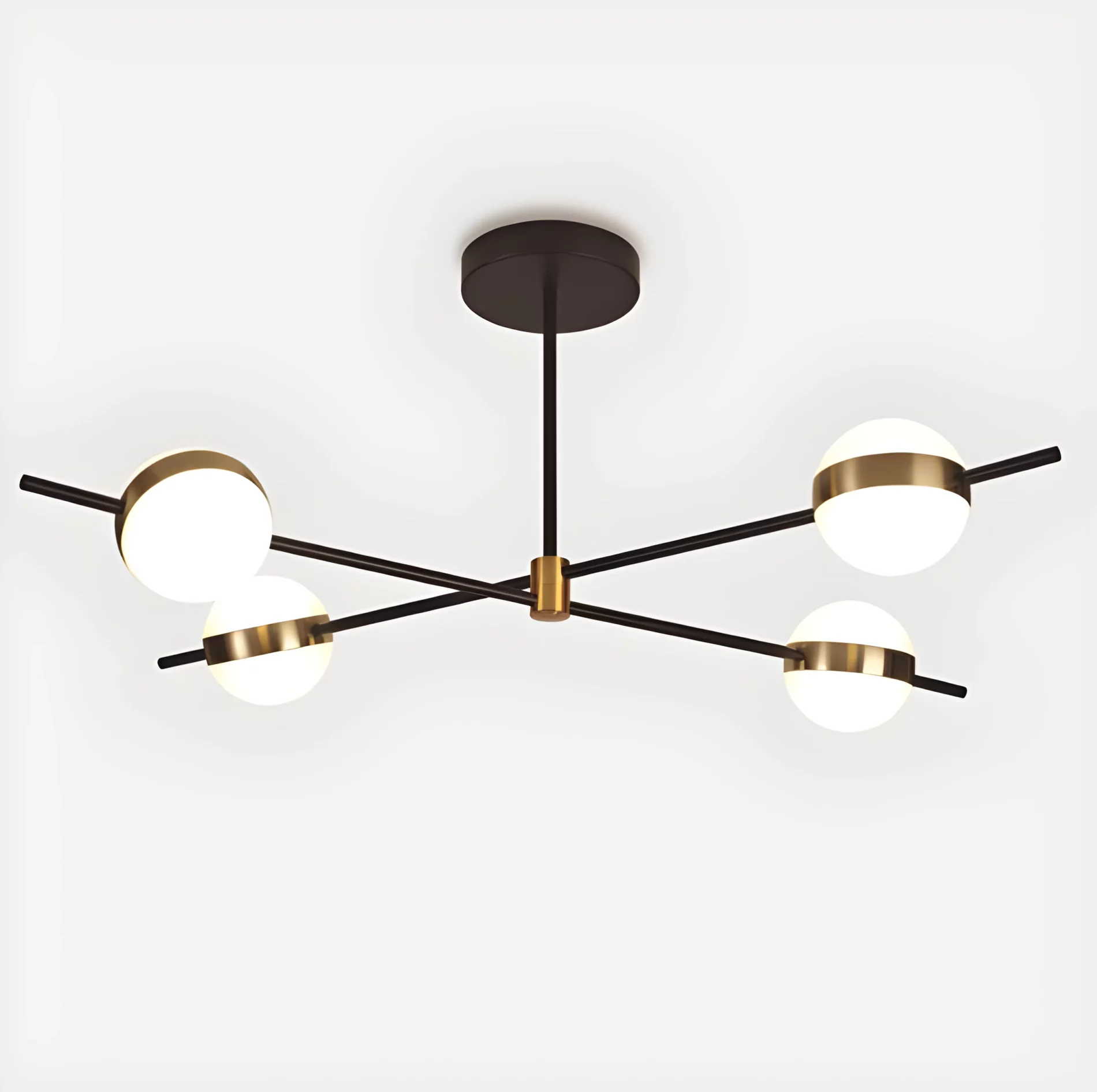 Czarna lampa sufitowa Cuba z LED i złotymi akcentami