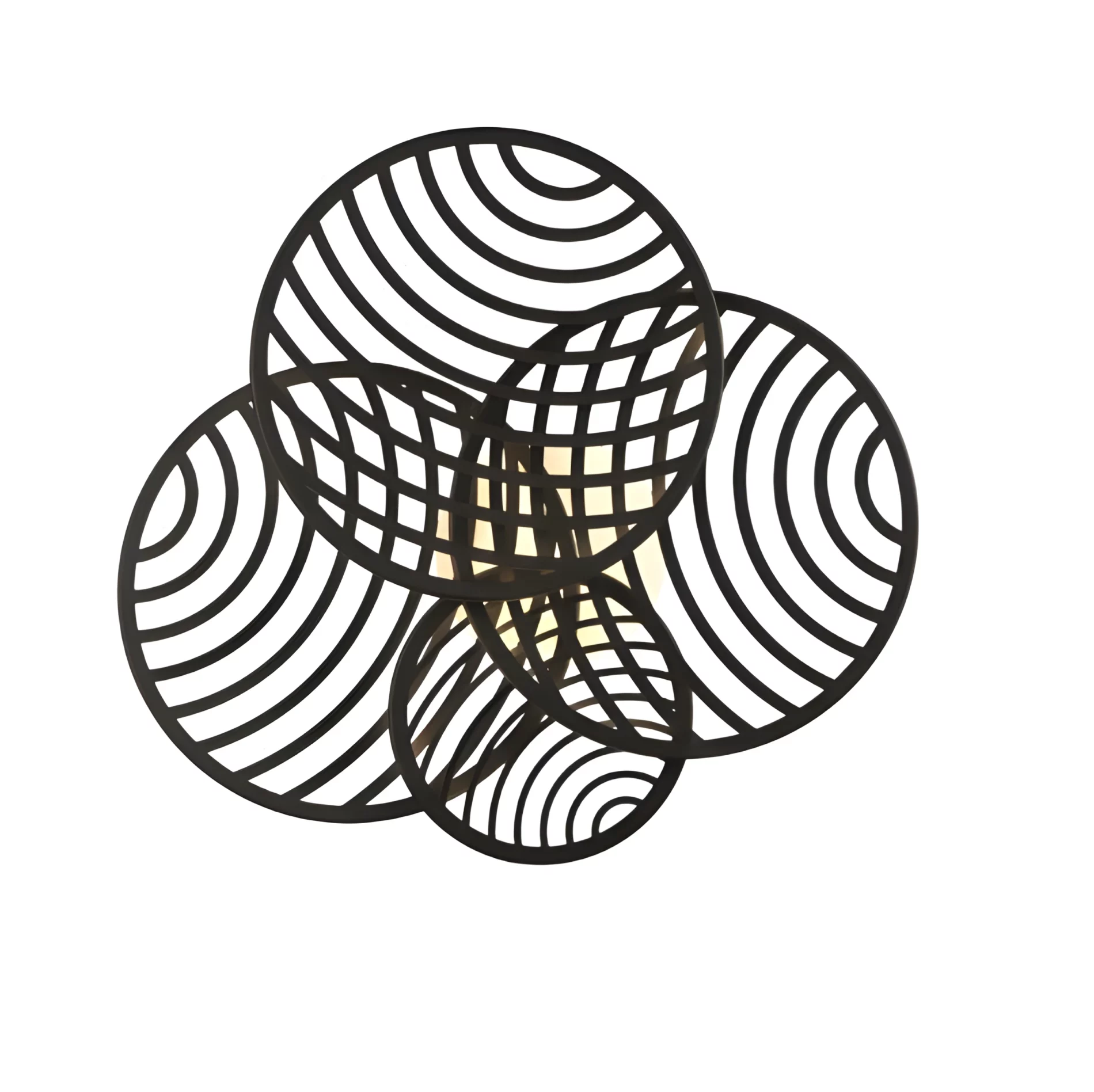 Czarna lampa sufitowa Collage z ażurowymi kloszami i wbudowanym oświetleniem LED