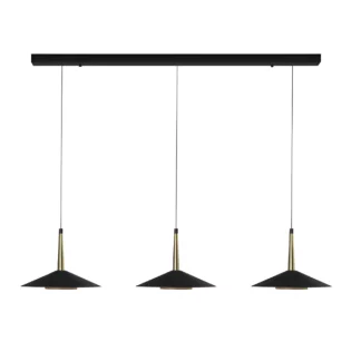 Podłużna wisząca lampa Orion z trzema czarnymi kloszami LED