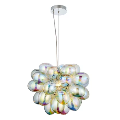 Stylowa lampa wisząca Infinity o wyglądzie tęczowych baniek ze szkła