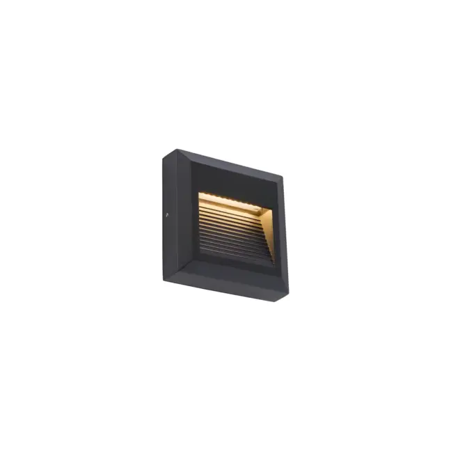 Czarna lampa ścienna LED Sidewalk Square o klasie szczelności IP54