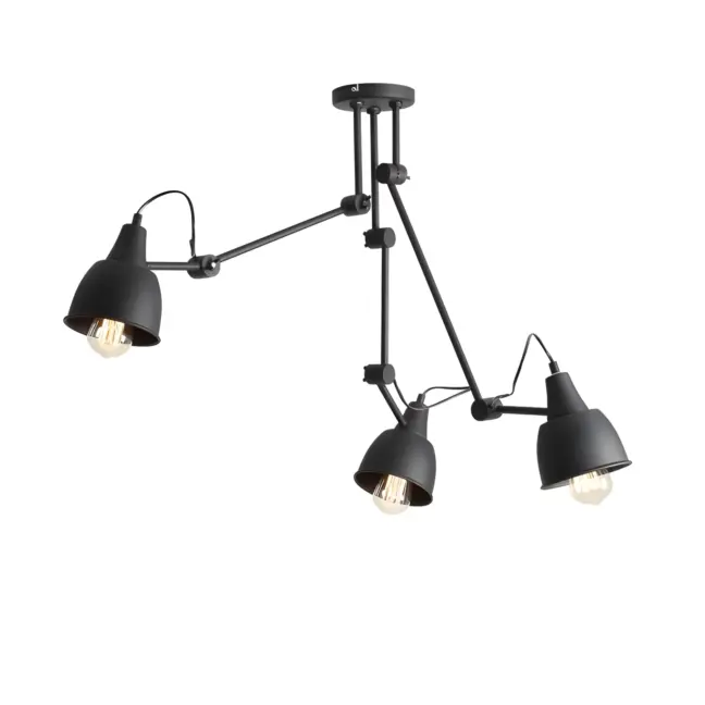 Nowoczesna, czarna lampa wisząca Aida 3 z możliwością regulacji