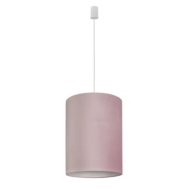 Wisząca lampa Barrel w odcieniu różu z aksamitnym kloszem