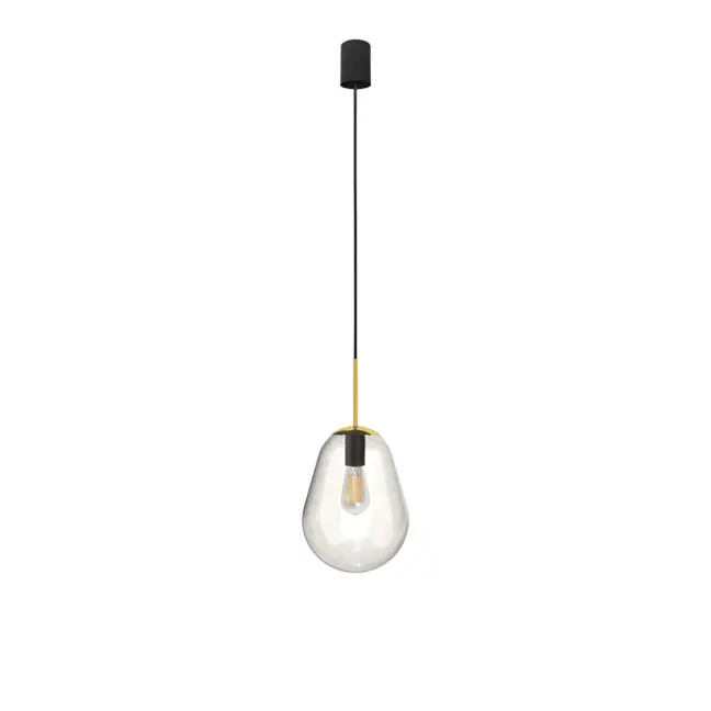 Wisząca lampa szklana Pear S z eleganckimi złotymi akcentami
