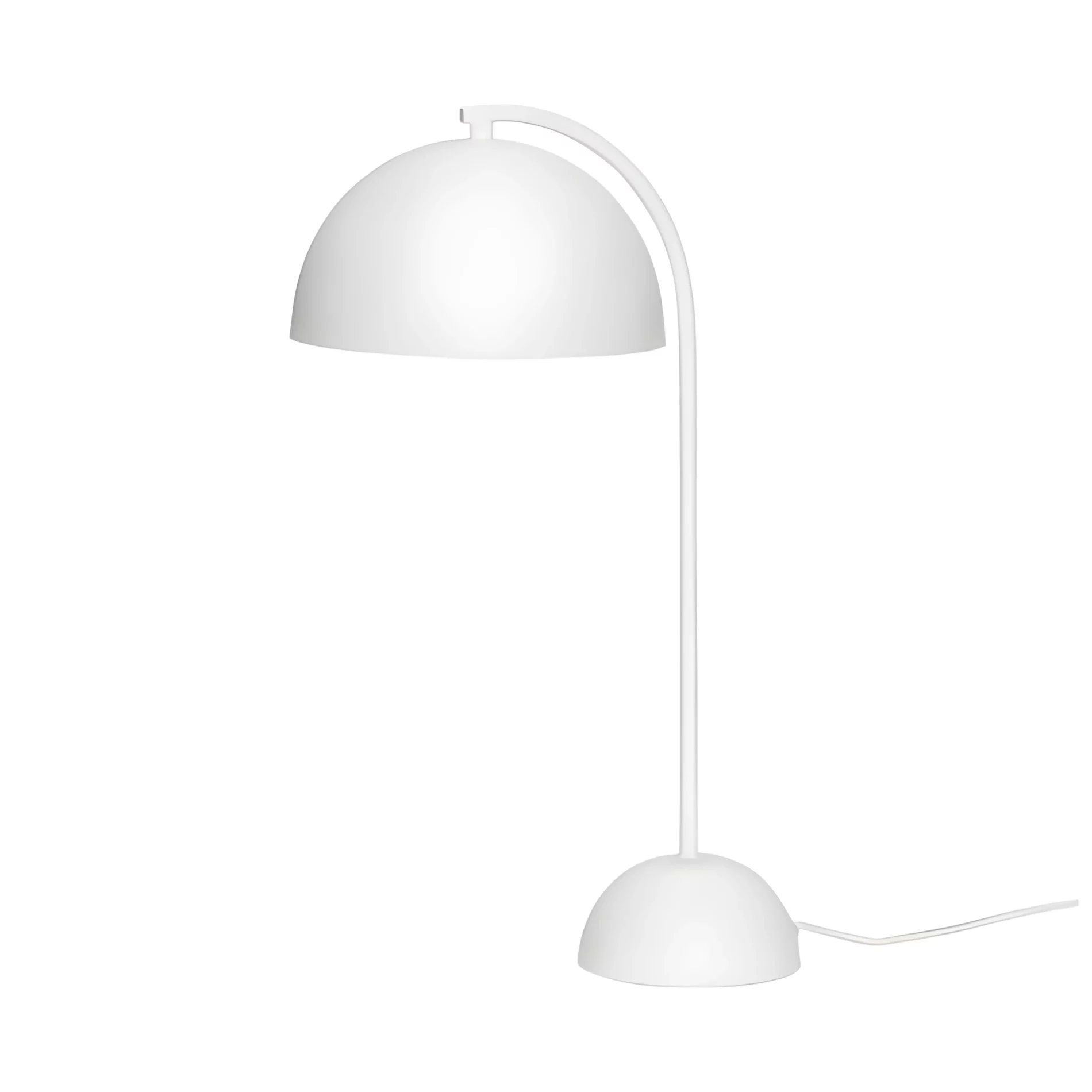 Biała stołowa lampa Form z okrągłym kloszem