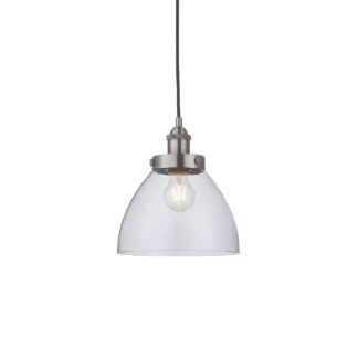 Srebrna wisząca lampa Hansen z kloszem ze szkła