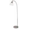 Srebrna lampa podłogowa Hansen z kloszem wykonanym ze szkła