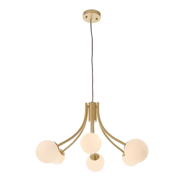 Złota lampa wisząca Bloom z szklanymi kulami