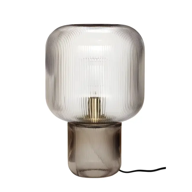 Nowoczesna lampa stołowa Pirum z dymionego szkła