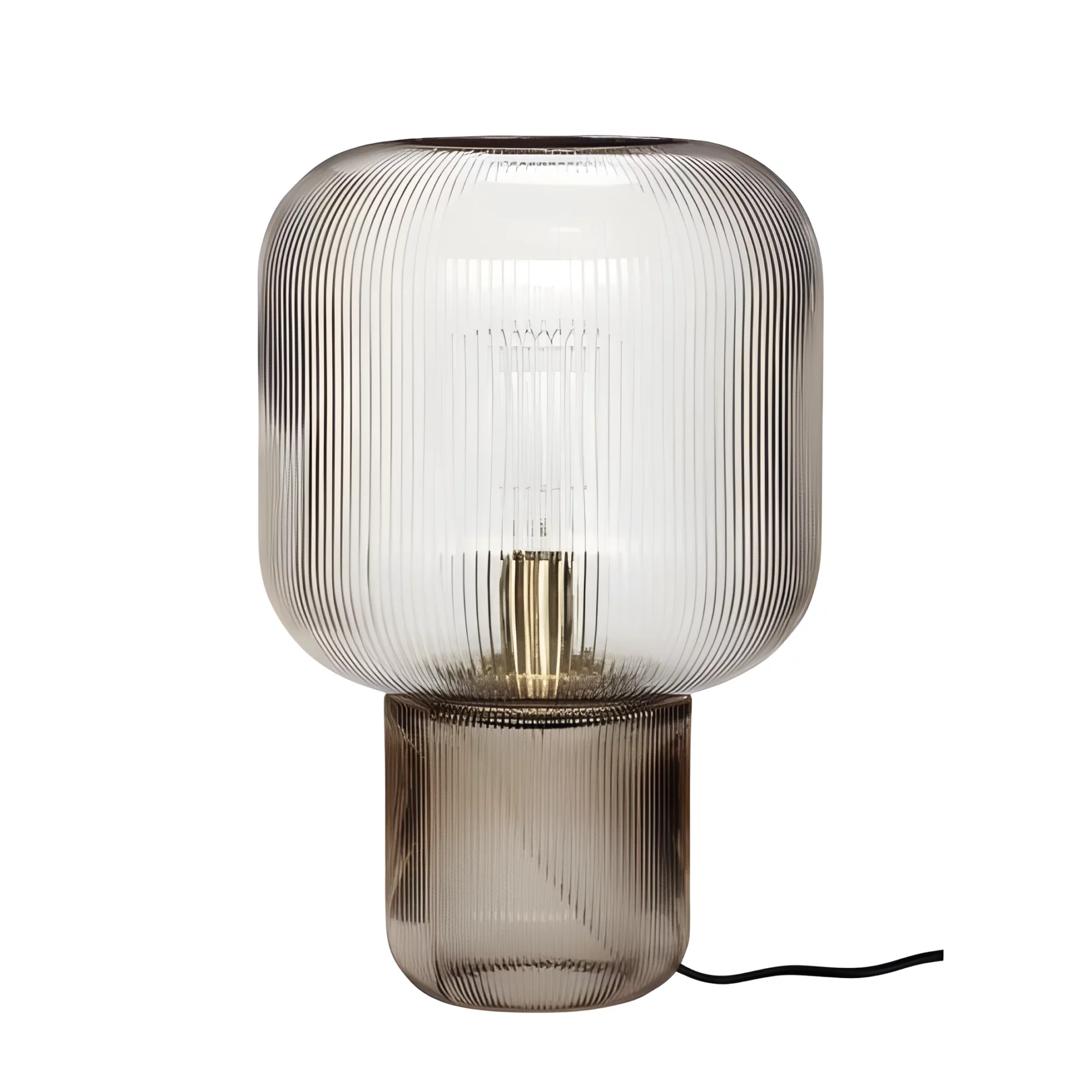 Nowoczesna lampa stołowa Pirum z dymionego szkła