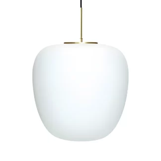 Wisząca lampa Muse w białym kolorze z szklanym kloszem i złotymi detalami