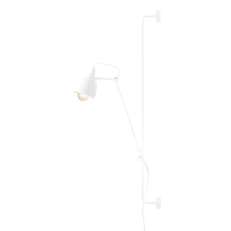 Biały kinkiet Dron o geometrycznym kształcie z długim ramieniem