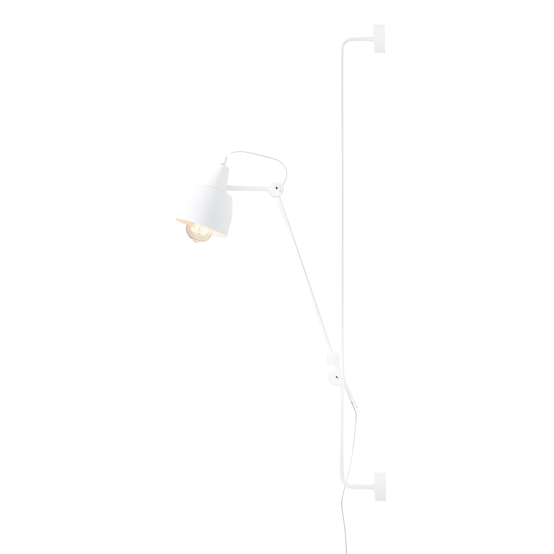 Biały kinkiet Dron o geometrycznym kształcie z długim ramieniem