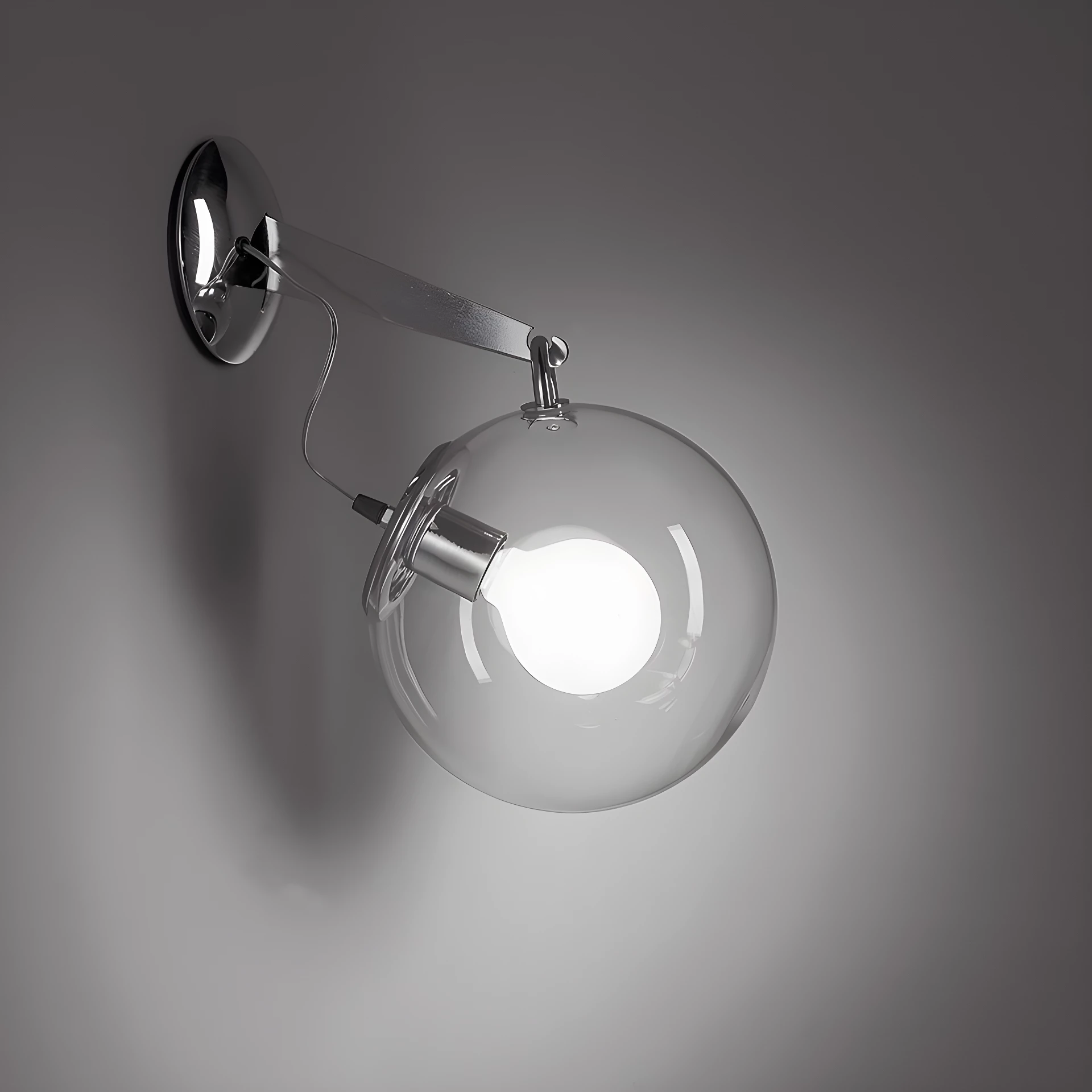 Srebrny kinkiet Miconos Parete z kulistym, szklanym kloszem