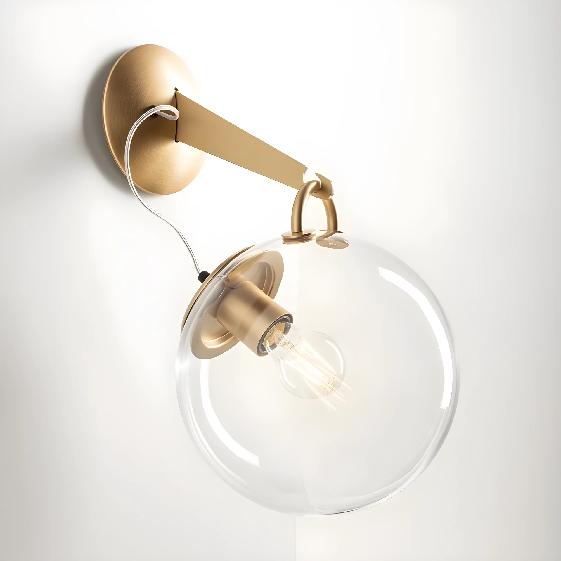 Złoty kinkiet Miconos Parete z kloszem ze szkła