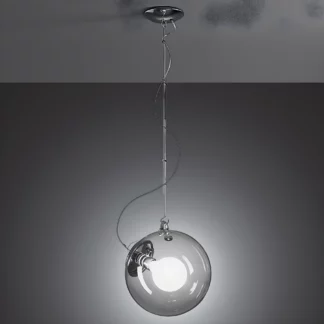 Srebrna wisząca lampa Miconos z kloszem ze szkła