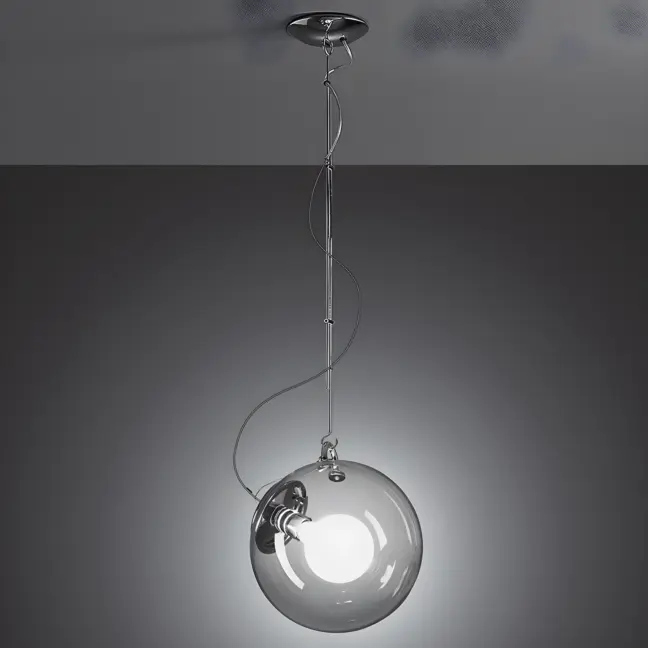 Srebrna wisząca lampa Miconos z kloszem ze szkła