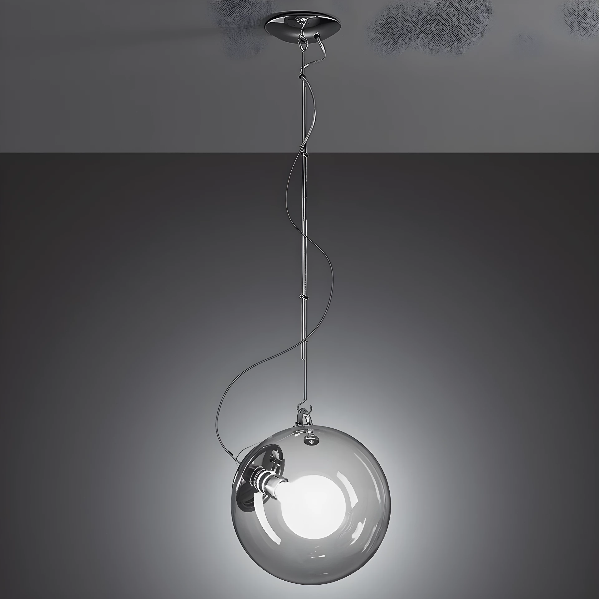 Srebrna wisząca lampa Miconos z kloszem ze szkła