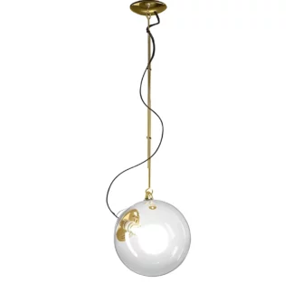 Wisząca lampa Miconos w złotym odcieniu z szklanym kloszem