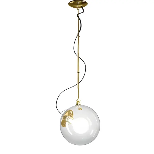 Wisząca lampa Miconos w złotym odcieniu z szklanym kloszem