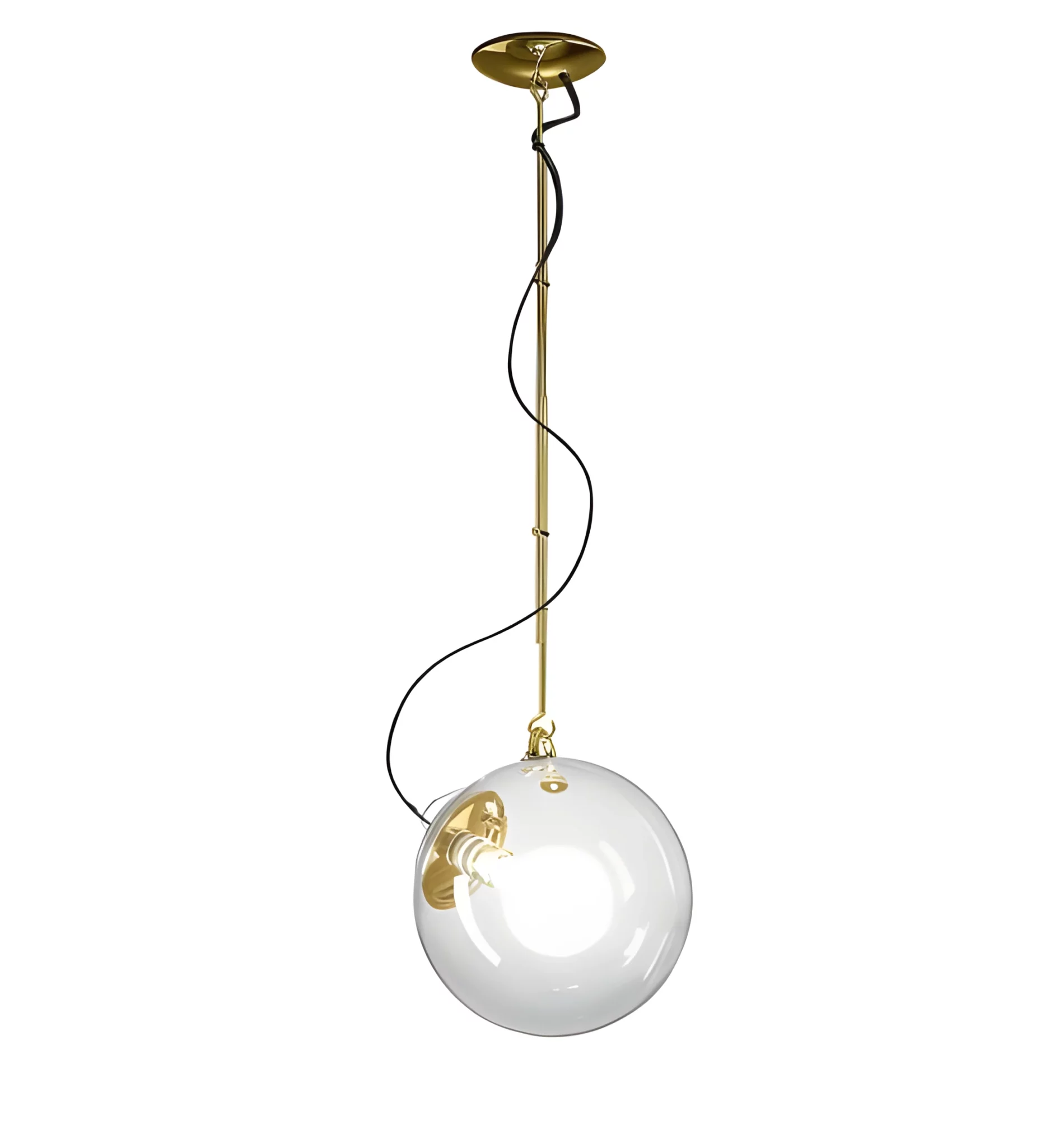 Wisząca lampa Miconos w złotym odcieniu z szklanym kloszem