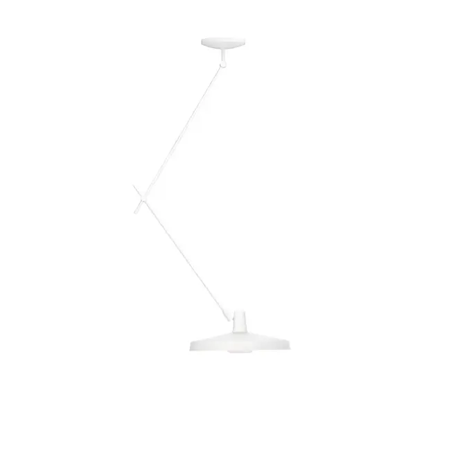 Biała lampa sufitowa Arigato 45 z regulowanym ramieniem