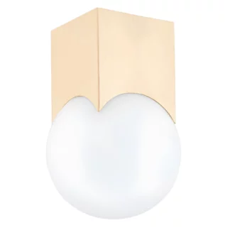 Złota lampa sufitowa Austin M z mleczną kulą