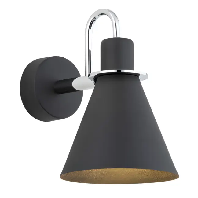 Czarny kinkiet Beverly z eleganckimi srebrnymi detalami