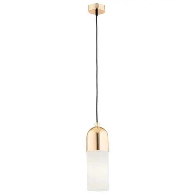 Złota lampa wisząca Burgos ze szklanym kloszem
