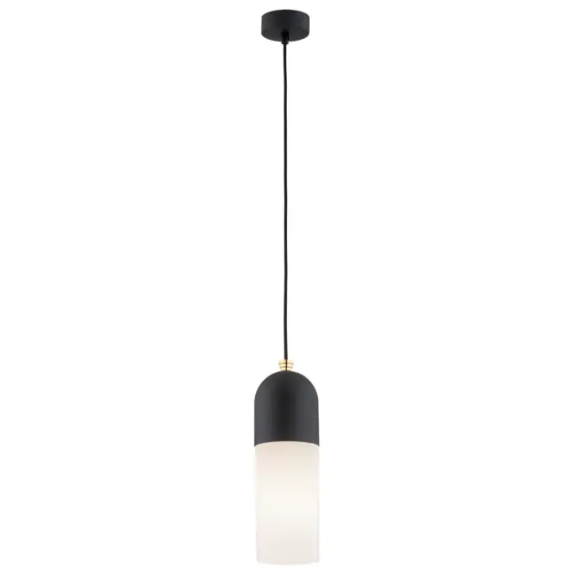 Wisząca lampa Burgos z czarnym wykończeniem i szklanym kloszem