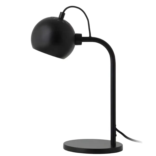 Czarna, matowa lampa stołowa Ball Single z regulowanym kloszem