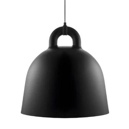 Czarna, minimalistyczna lampa wisząca Bell L w dużym rozmiarze