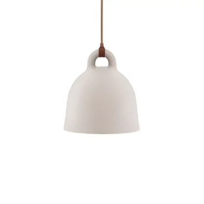 Kremowa lampa wisząca Bell S z brązowym przewodem