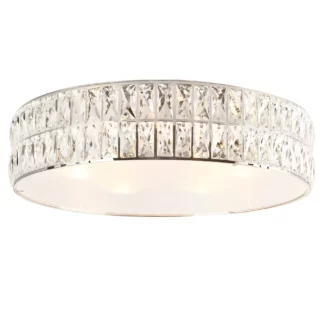 Okrągły plafon Diamante w kolorze chromu z kryształkami